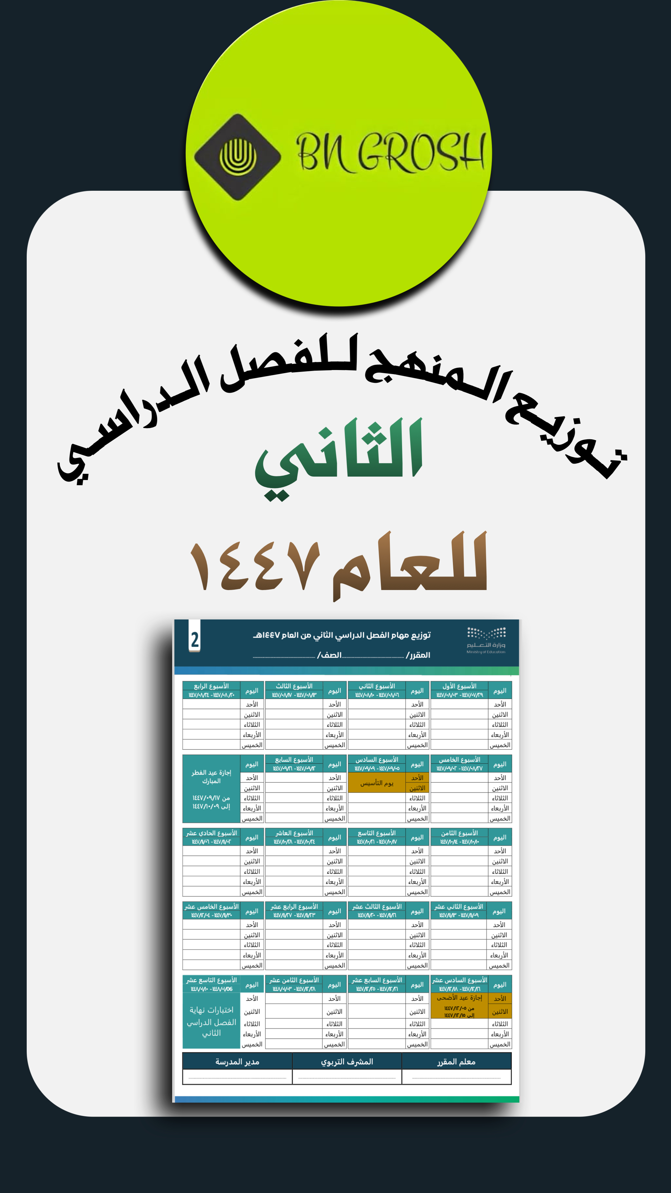 قالب توزيع منهج للفصل الدراسي الثاني