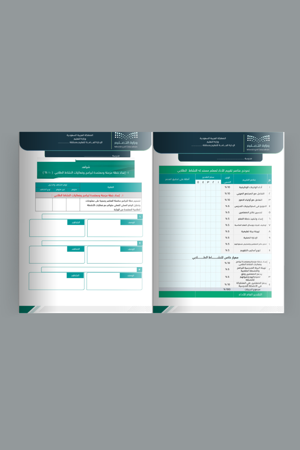 سجل توثيق الاداء الوظيفي لرائد النشاط الطلابي