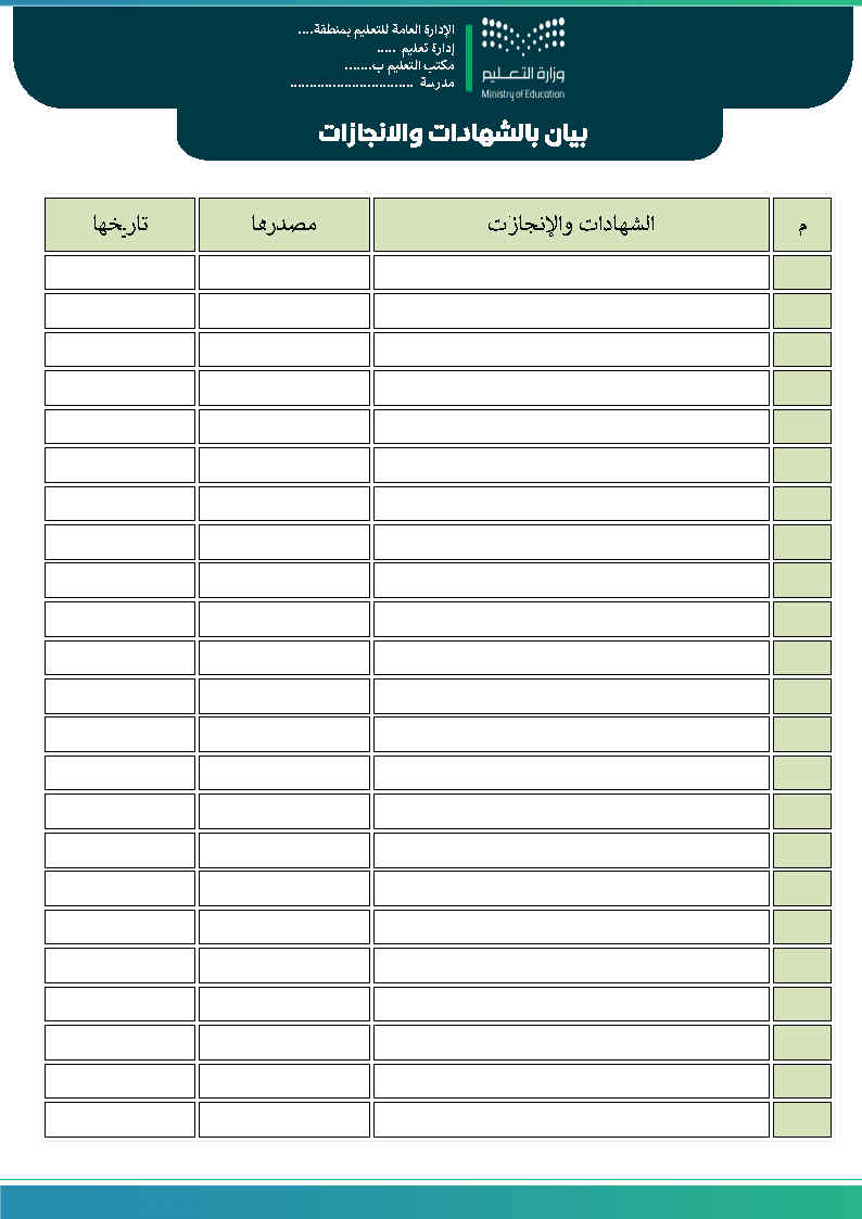 ملف انجاز المعلمة